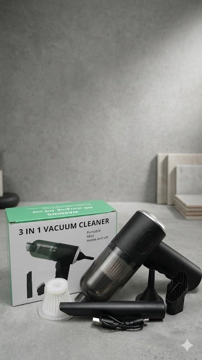 3-in-1 Portable Handheld Vacuum Cleaner – Cordless USB Rechargeable Car Vacuum with Powerful Suction