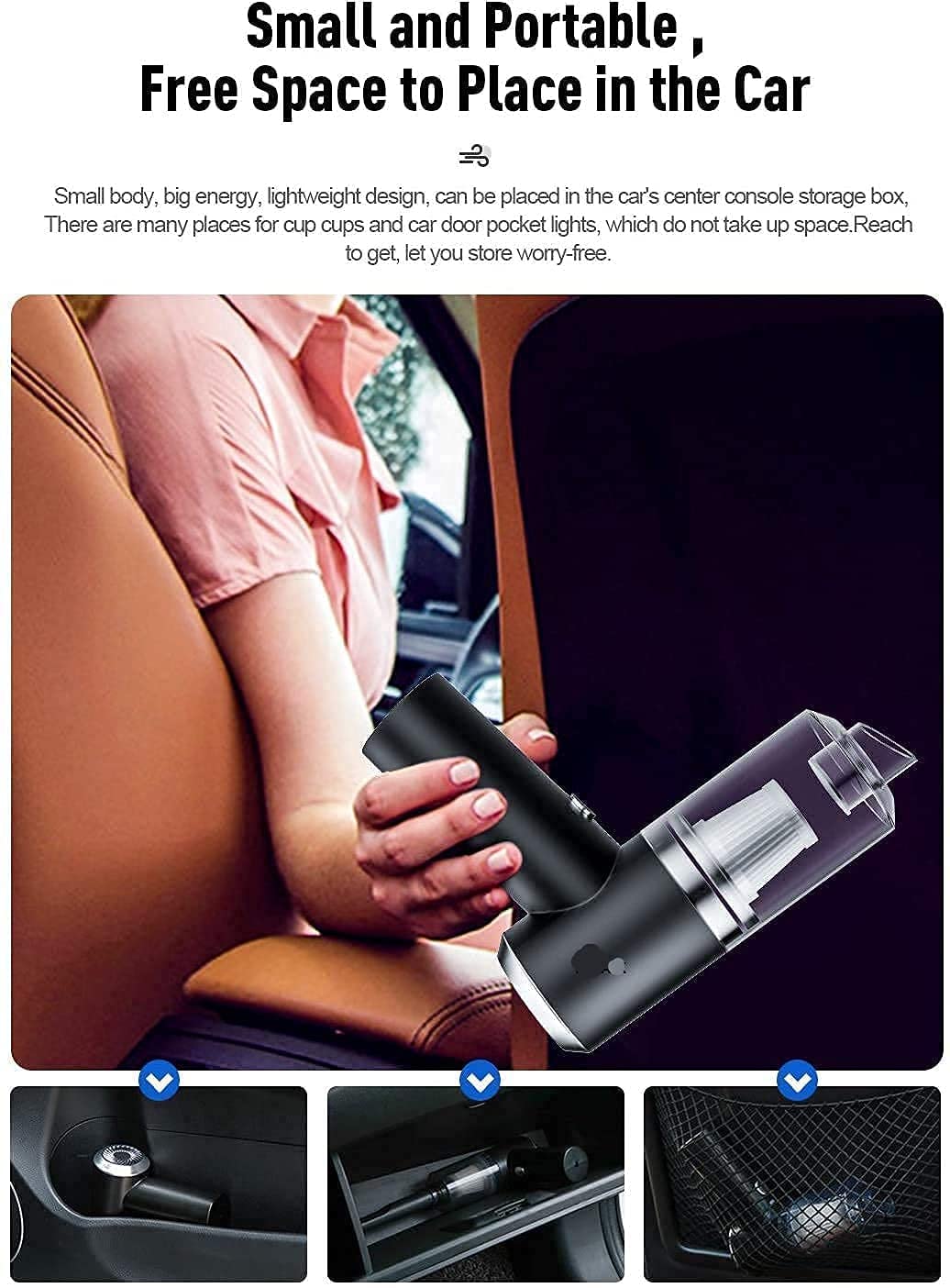3-in-1 Portable Handheld Vacuum Cleaner – Cordless USB Rechargeable Car Vacuum with Powerful Suction