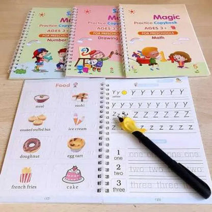 Magic Practice Copybook (4 Books + 10 Refills) | Reusable Handwriting Workbook
