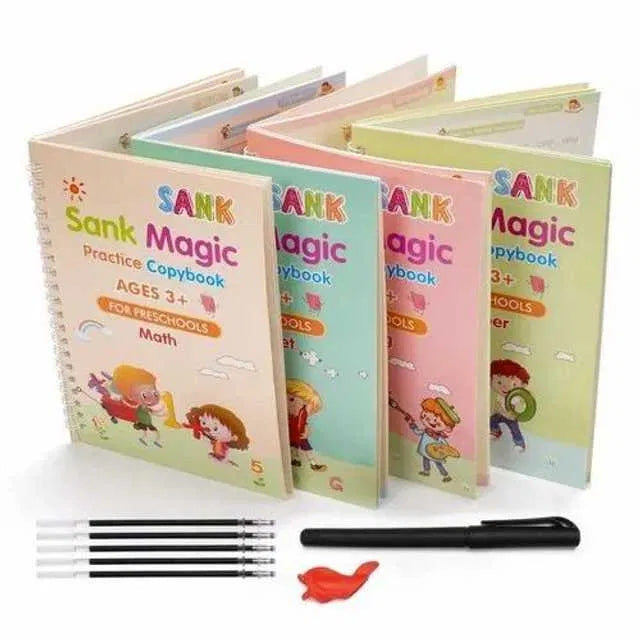 Magic Practice Copybook Set for Kids – 4 Books + 10 Refills + Pen
